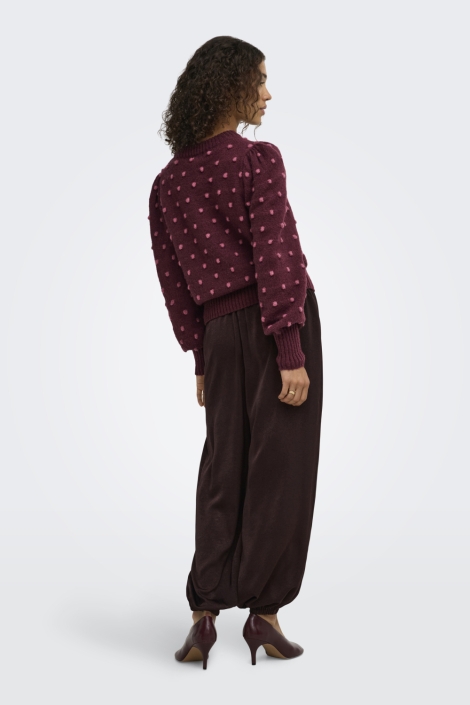 Jacqueline de Yong bordeaux dames trui | Model achteraanzicht