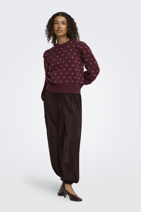Jacqueline de Yong bordeaux dames trui | Model vooraanzicht