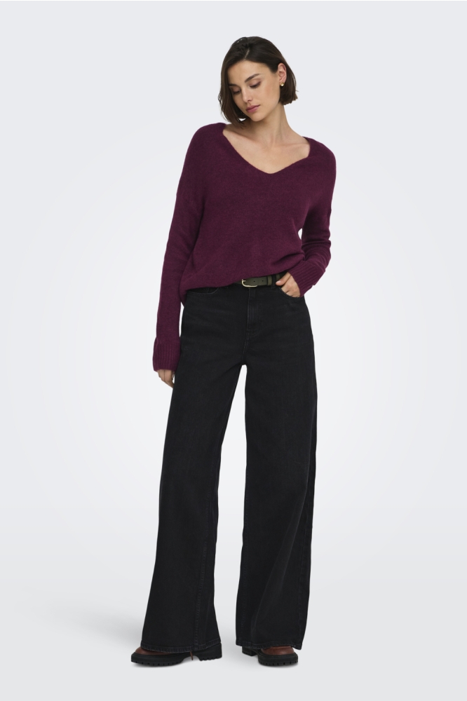 Jacqueline de Yong bordeaux dames trui | Model