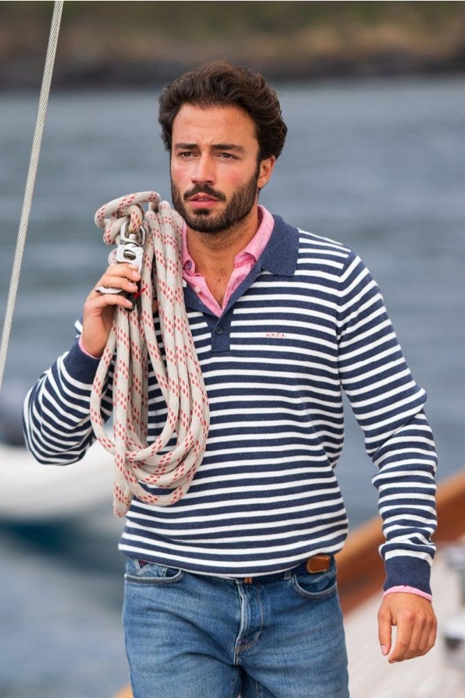 NZA blauwe heren trui | Sfeerbeeld, In situatie