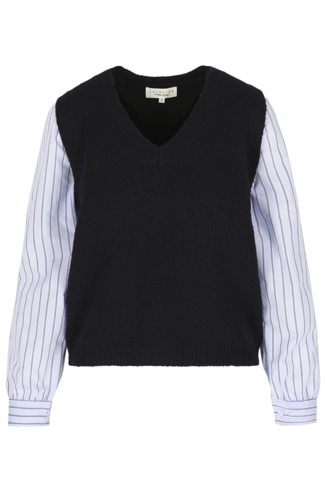 LolaLiza blauwe dames trui | Vooraanzicht