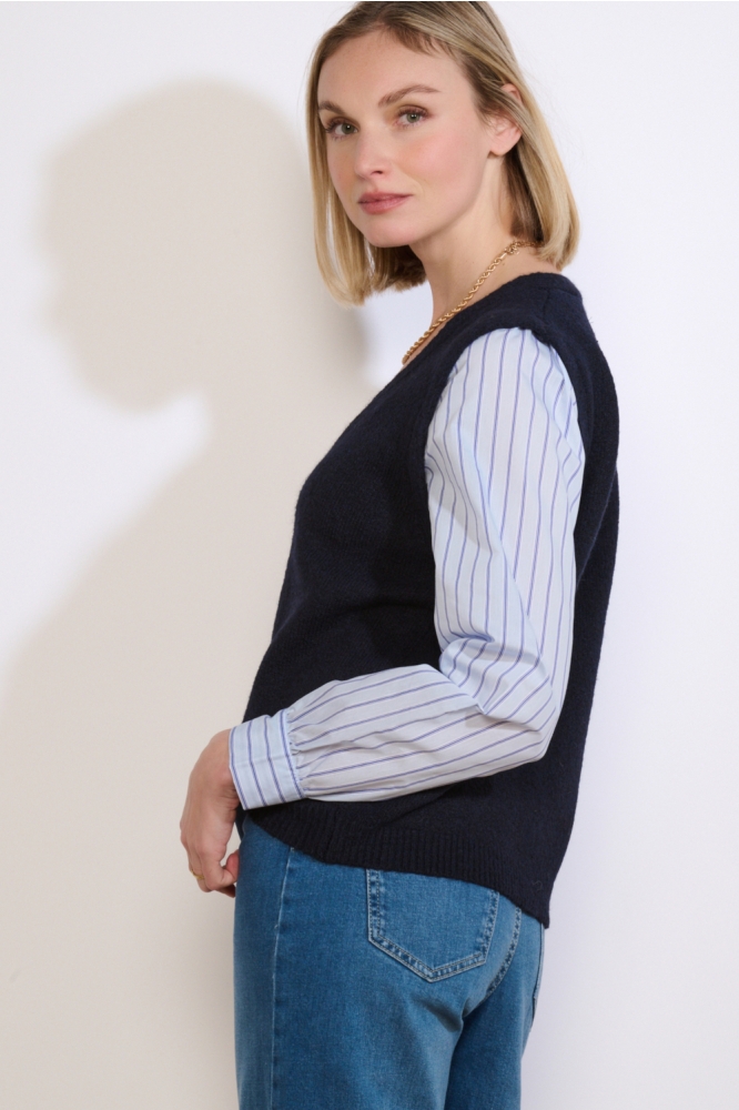 LolaLiza blauwe dames trui | Model zijaanzicht