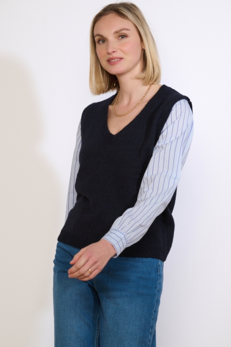 LolaLiza blauwe dames trui | Model vooraanzicht