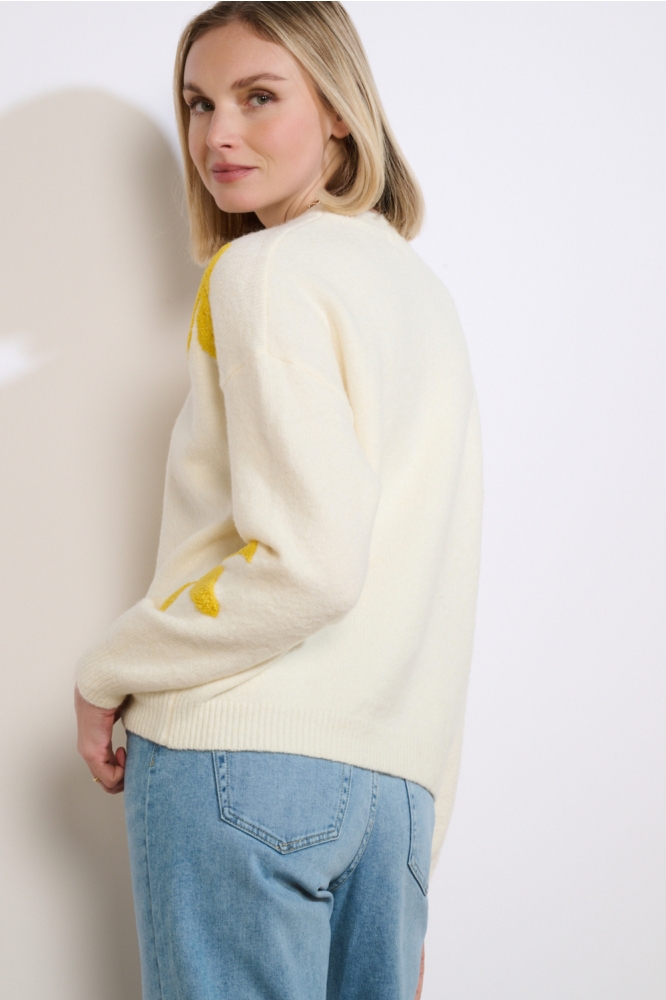 LolaLiza ecru dames trui | Model achteraanzicht