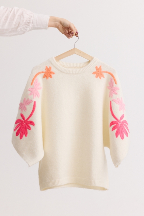 LolaLiza ecru dames trui | Vooraanzicht