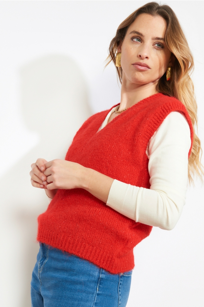 LolaLiza blauwe dames trui | Model vooraanzicht