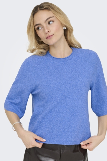 Only onlloyal 2/4 o-neck knt noos Blauw