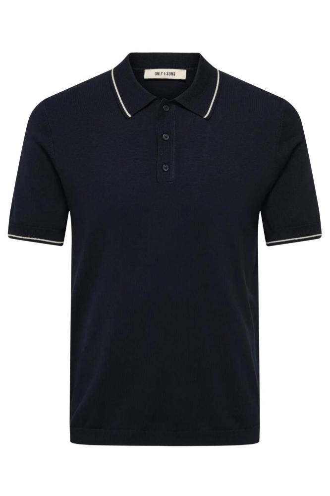 Only & Sons blauwe heren polo | Vooraanzicht