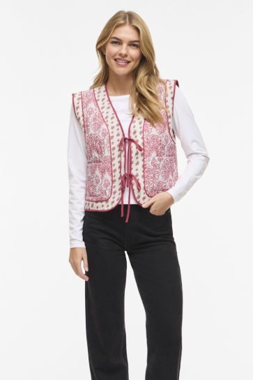 Vila Vest VIDELPHINE S/L BOW VEST 14113353 BIRCH/CHERRY BLOOM