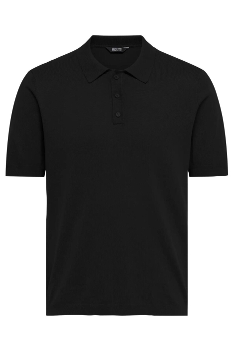 Only & Sons zwarte heren polo | Vooraanzicht