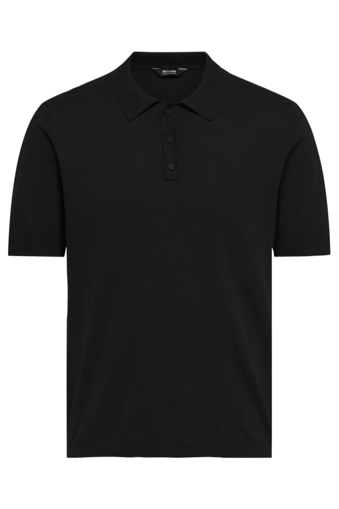 Only & Sons zwarte heren polo | Vooraanzicht