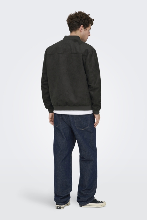 Only & Sons grijze heren jas | Model achteraanzicht