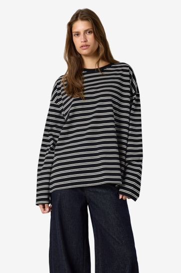 Noisy may sweater NMEMBER L/S STRIPE SWEAT NOOS 27036484 BLACK/WHITE