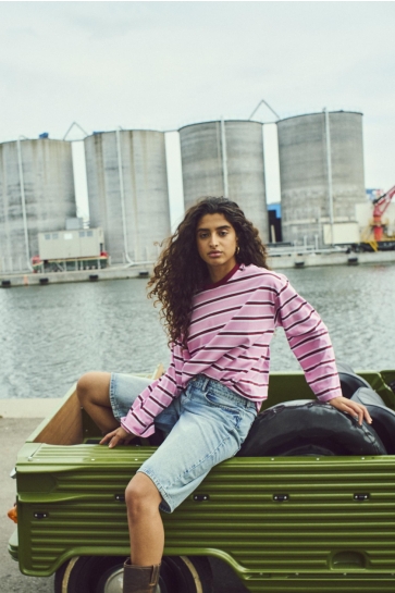 Noisy may nmember l/s stripe sweat noos Roze