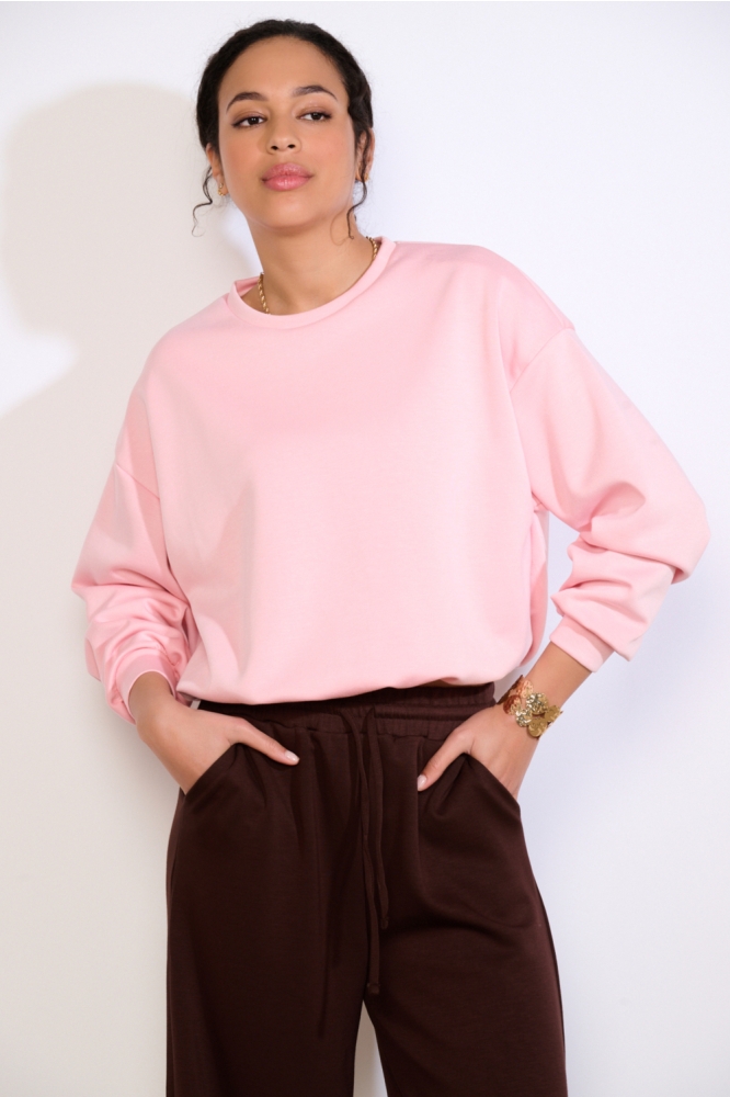 LolaLiza roze dames sweater | Model vooraanzicht