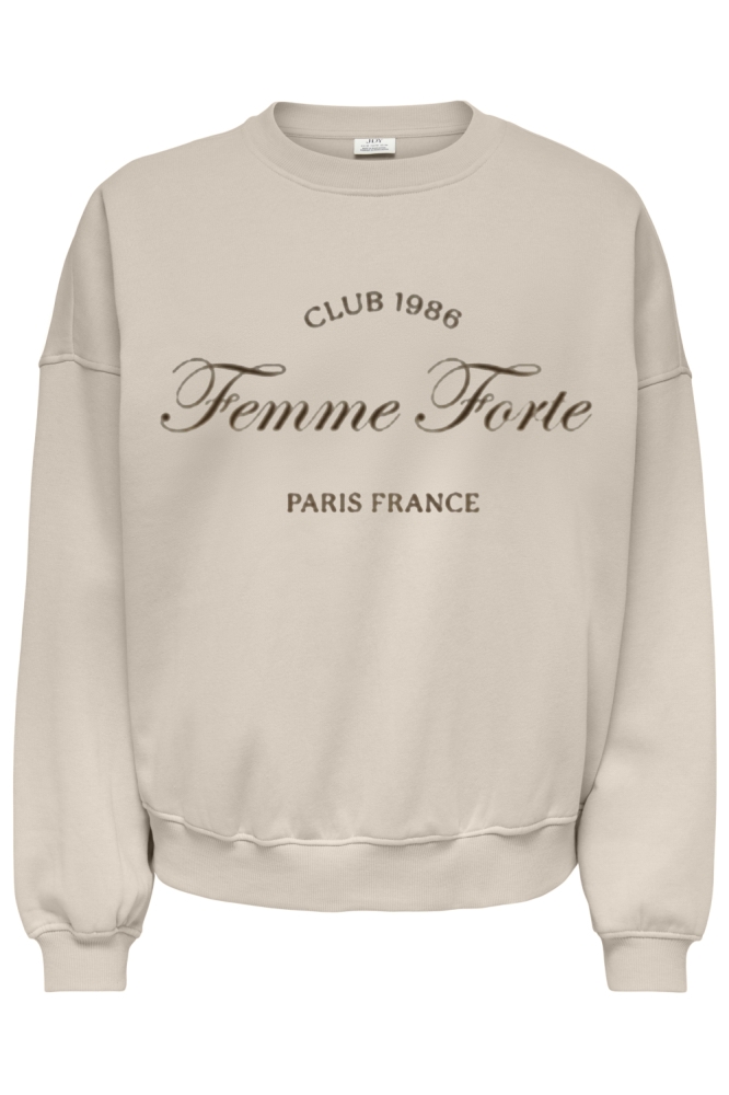 Jacqueline de Yong beige dames sweater | Vooraanzicht