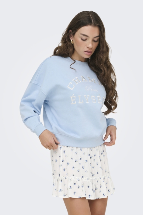 Jacqueline de Yong blauwe dames sweater | Model vooraanzicht