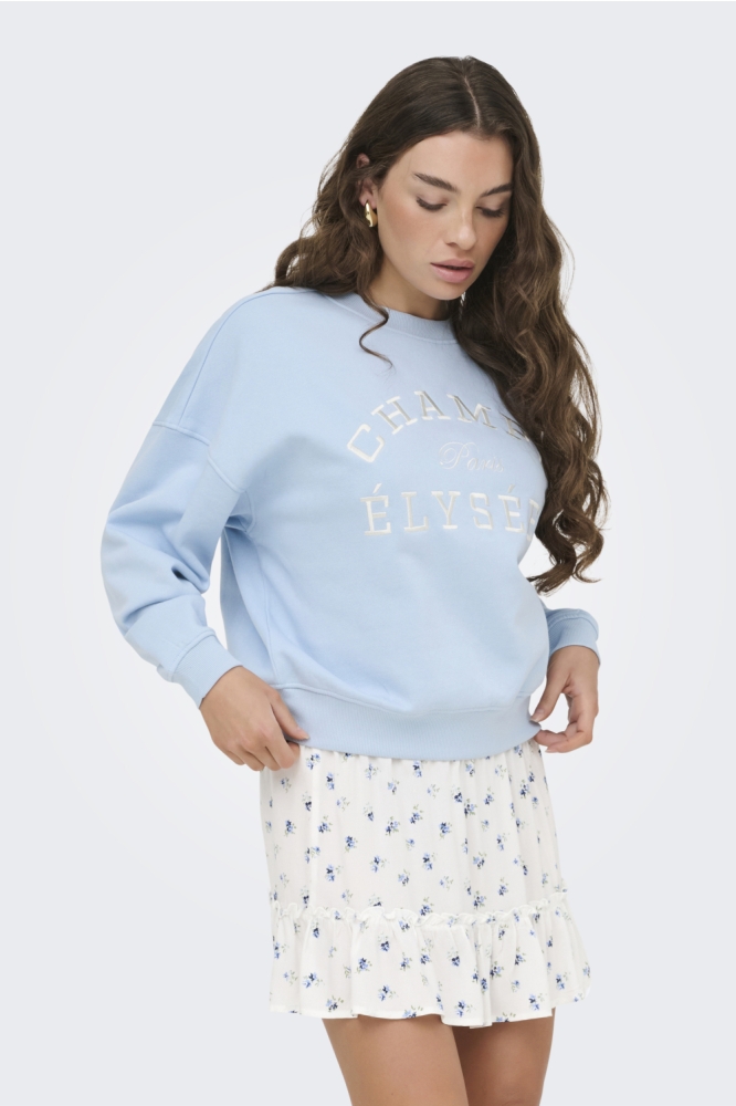 Jacqueline de Yong blauwe dames sweater | Model vooraanzicht