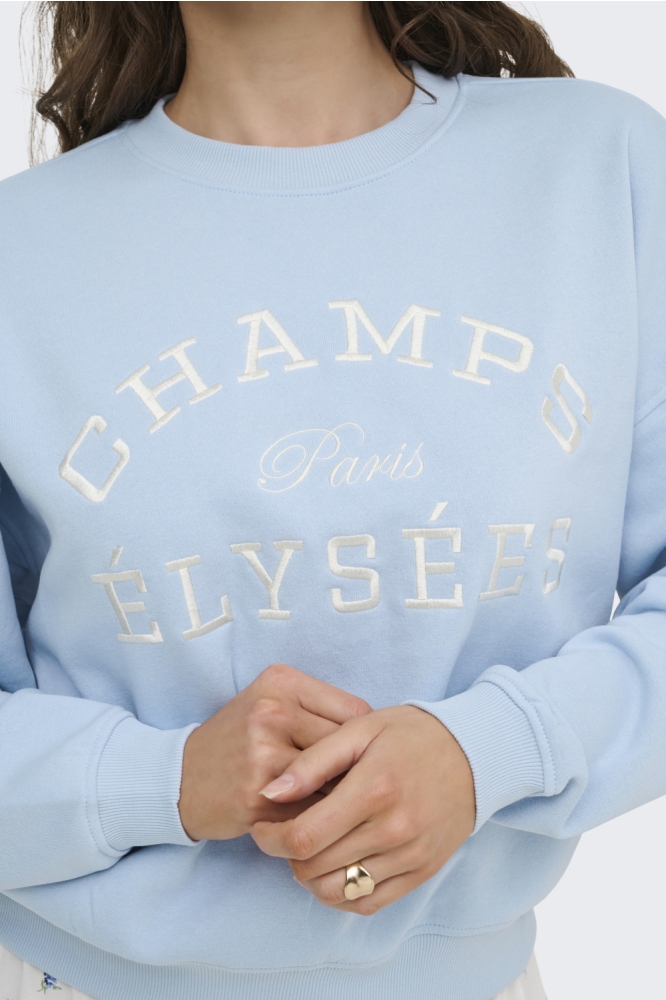 Jacqueline de Yong blauwe dames sweater | Close up