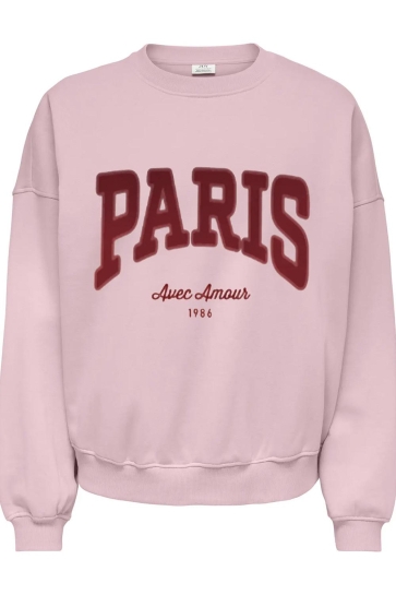 Jacqueline de Yong JDYMESA LIFE L/S O-NK EMB SWEAT JRS 15370526 CHALK PINK/WINDSOR WI