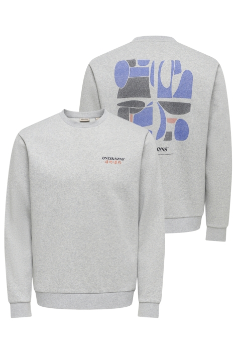 Only & Sons grijze heren sweater | Vooraanzicht