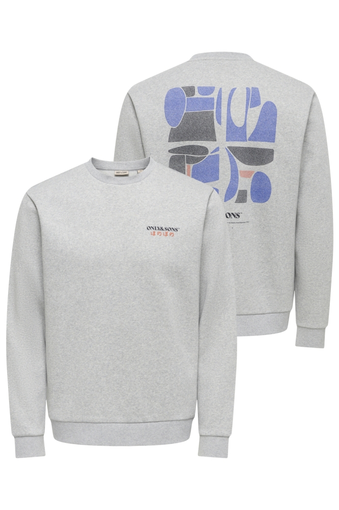 Only & Sons grijze heren sweater | Vooraanzicht