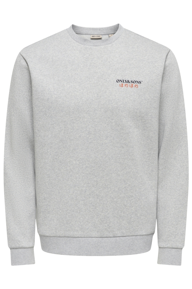 Only & Sons grijze heren sweater | Vooraanzicht