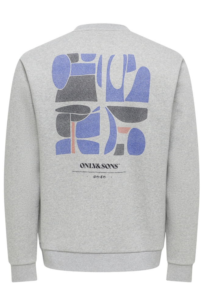 Only & Sons grijze heren sweater | Achteraanzicht