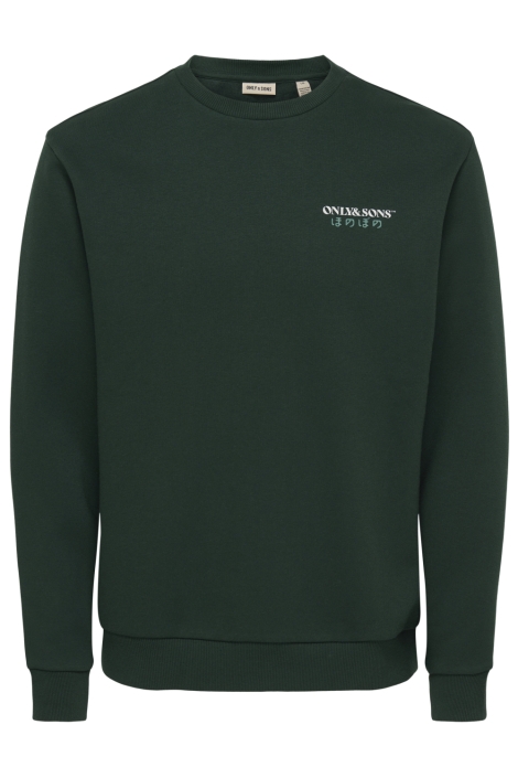 Only & Sons groene heren sweater | Vooraanzicht