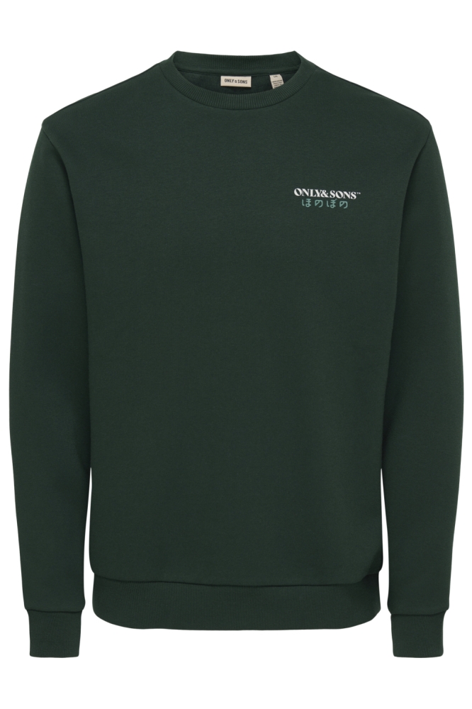Only & Sons groene heren sweater | Vooraanzicht