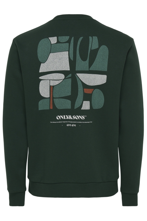 Only & Sons groene heren sweater | Achteraanzicht