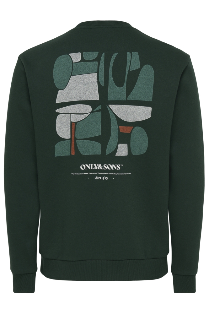 Only & Sons groene heren sweater | Achteraanzicht