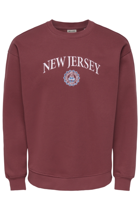 Only & Sons bordeaux heren sweater | Vooraanzicht