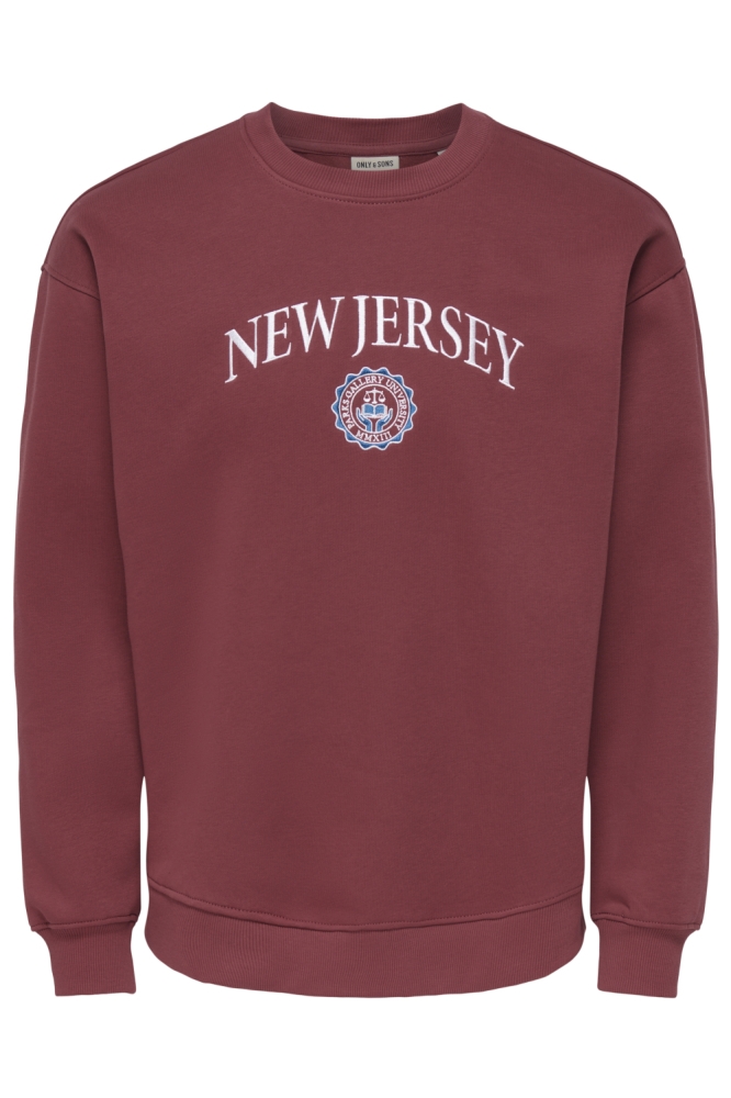 Only & Sons bordeaux heren sweater | Vooraanzicht