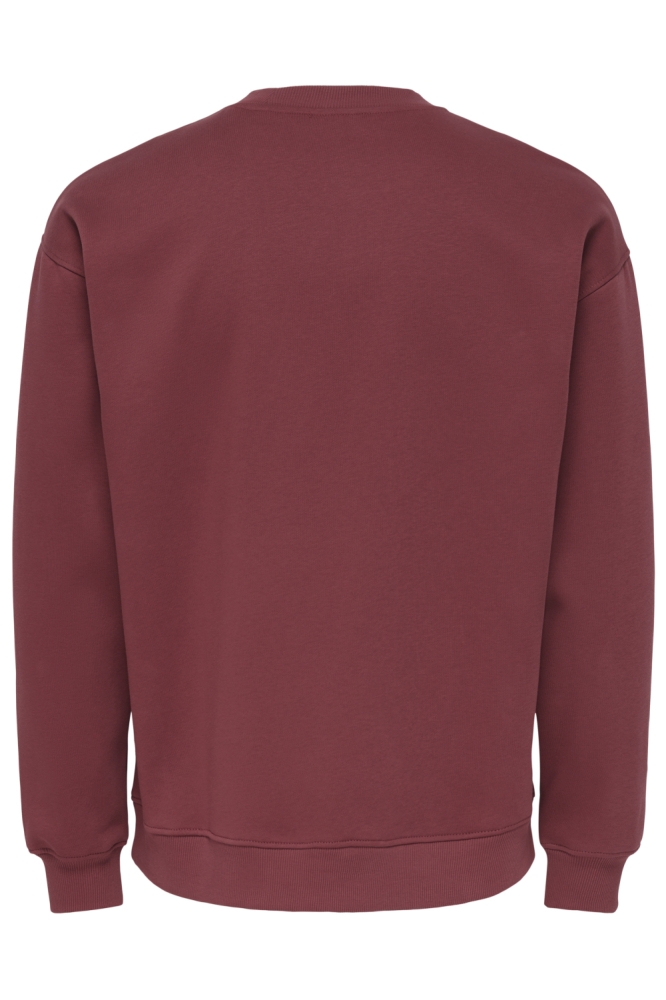 Only & Sons bordeaux heren sweater | Achteraanzicht