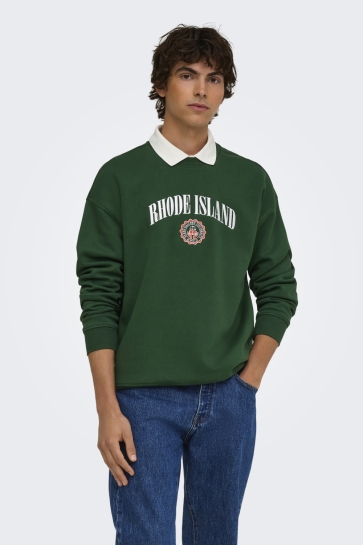 Only & Sons Trui ONSCONNOR COLLEGE RLX LS CREW NECK 22039545 PINENEEDLE/RHODE ISLAND