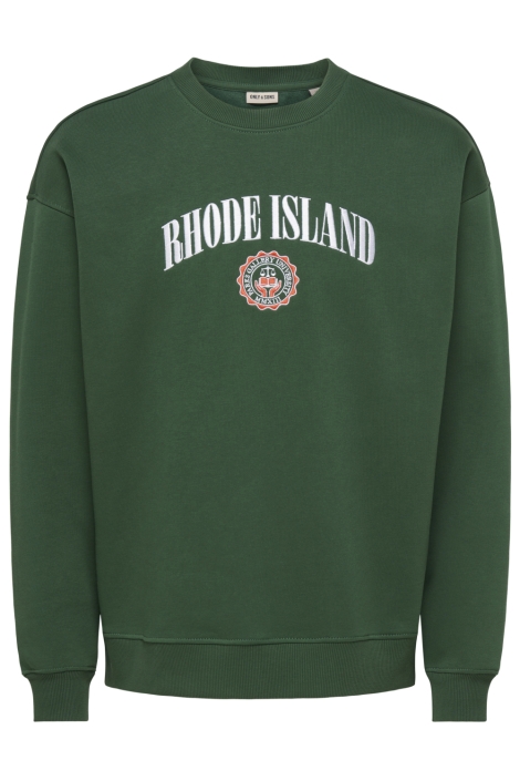 Only & Sons groene heren sweater | Vooraanzicht