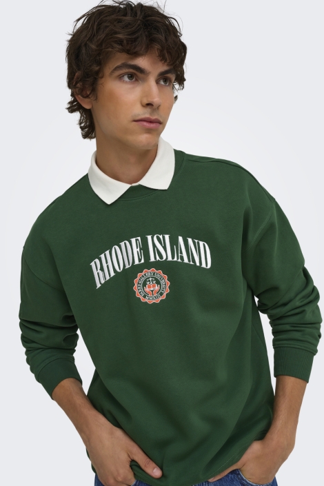 Only & Sons groene heren sweater | Close up