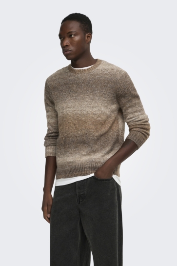 Only & Sons Trui ONSMACK GRADIANT REG CREW KNIT 22039389 COFFEE BEAN