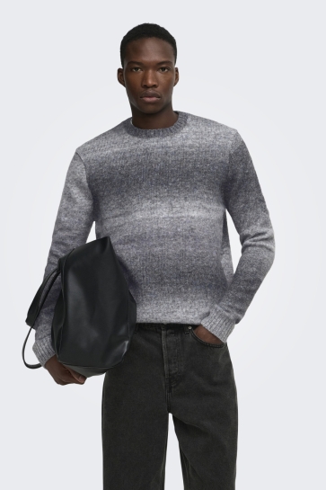 Only & Sons onsmack gradiant reg crew knit Grijs