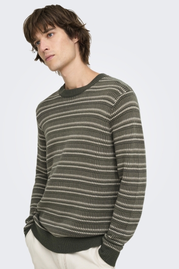 Only & Sons Trui ONSMARINUS LS CREW REG OTL 22040560 Beluga/BUNGEE COR