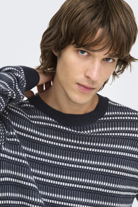 Only & Sons blauwe heren trui | Close up