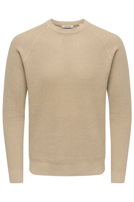 Only & Sons beige heren trui | Vooraanzicht