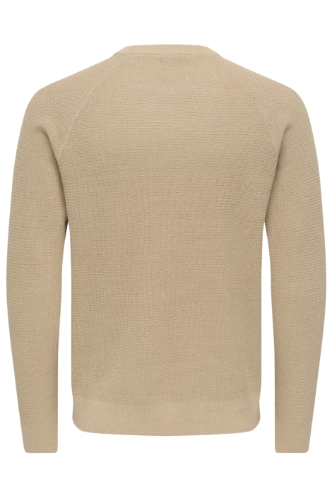 Only & Sons beige heren trui | Achteraanzicht