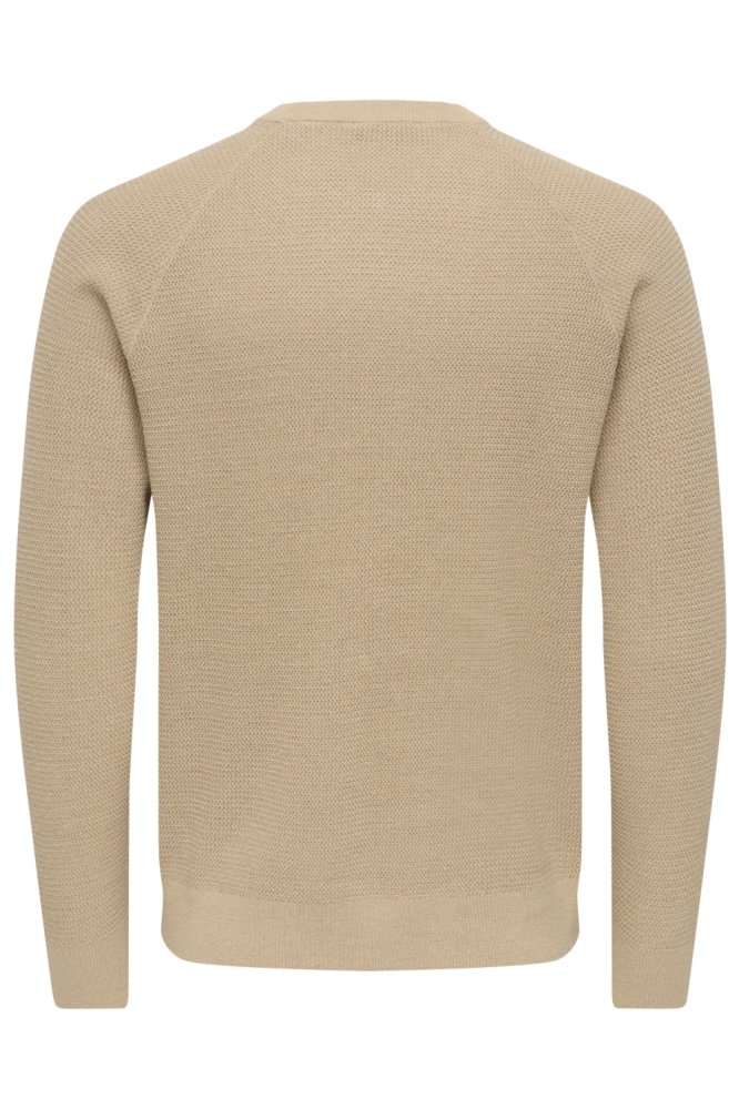 Only & Sons beige heren trui | Achteraanzicht