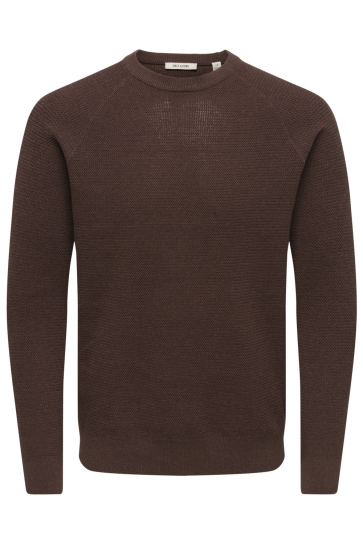 Only & Sons onshay reg ls structure crew knit l Bruin