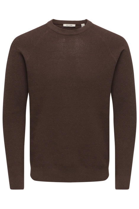 Only & Sons bruine heren trui | Vooraanzicht