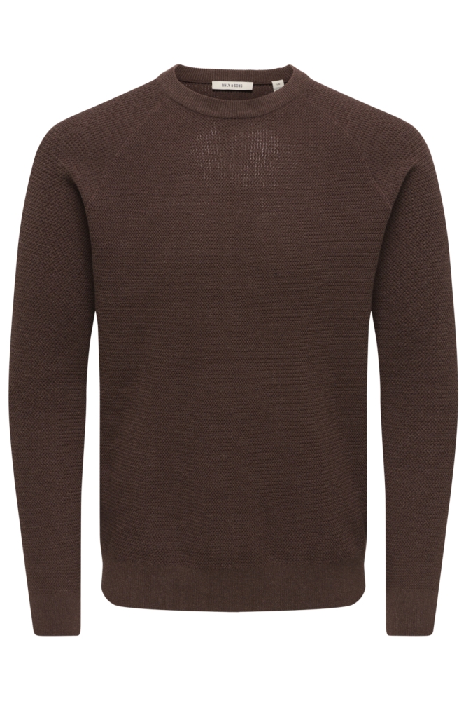Only & Sons bruine heren trui | Vooraanzicht