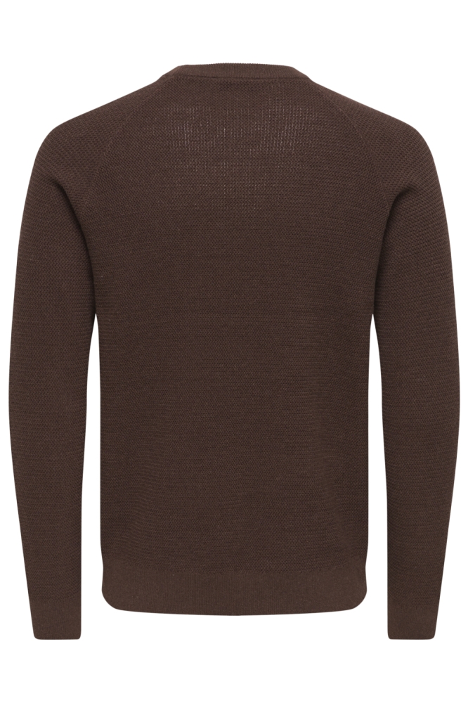 Only & Sons bruine heren trui | Achteraanzicht