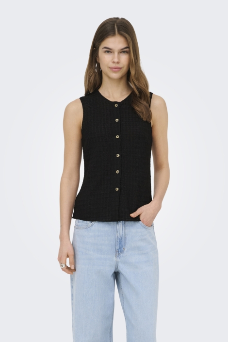 Only zwarte dames gilet | Model vooraanzicht